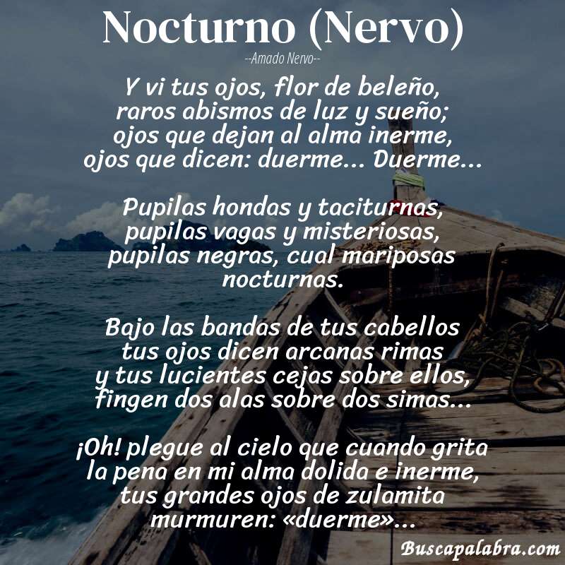 Poema Nocturno (Nervo) de Amado Nervo con fondo de barca
