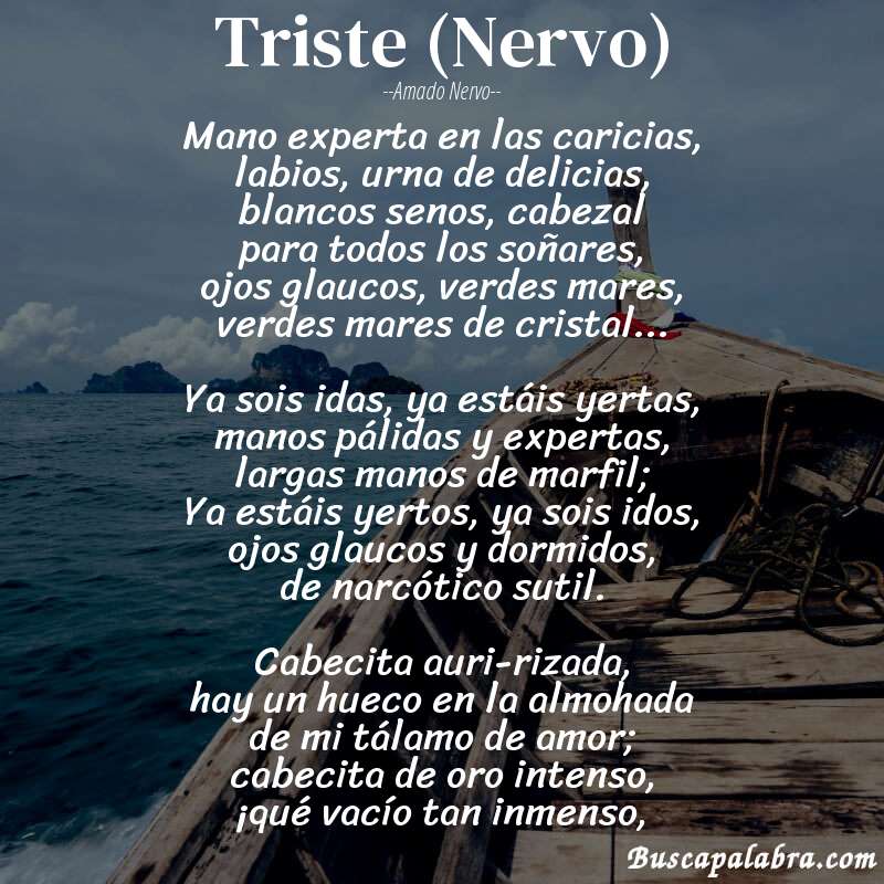 Poema Triste (Nervo) de Amado Nervo con fondo de barca