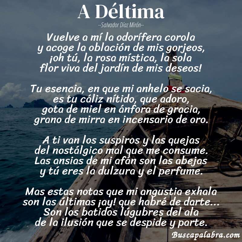 Poema A Déltima de Salvador Díaz Mirón con fondo de barca