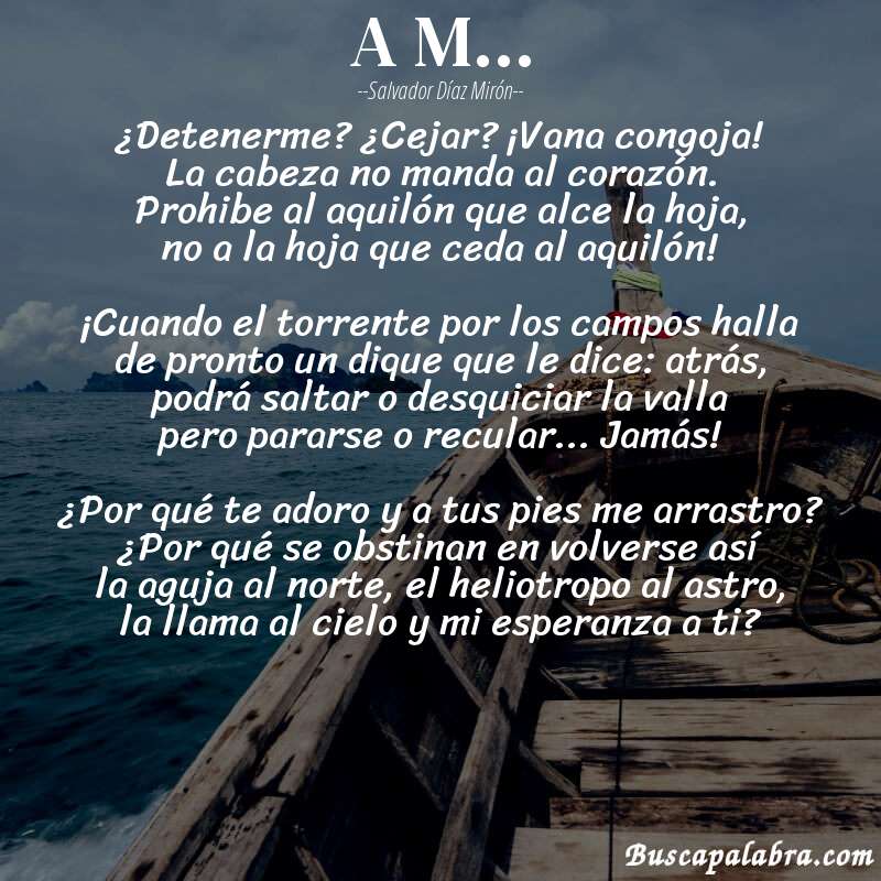 Poema A M... de Salvador Díaz Mirón con fondo de barca
