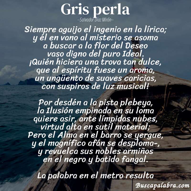 Poema Gris perla de Salvador Díaz Mirón con fondo de barca
