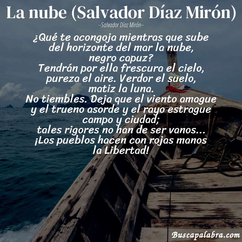 Poema La nube (Salvador Díaz Mirón) de Salvador Díaz Mirón con fondo de barca