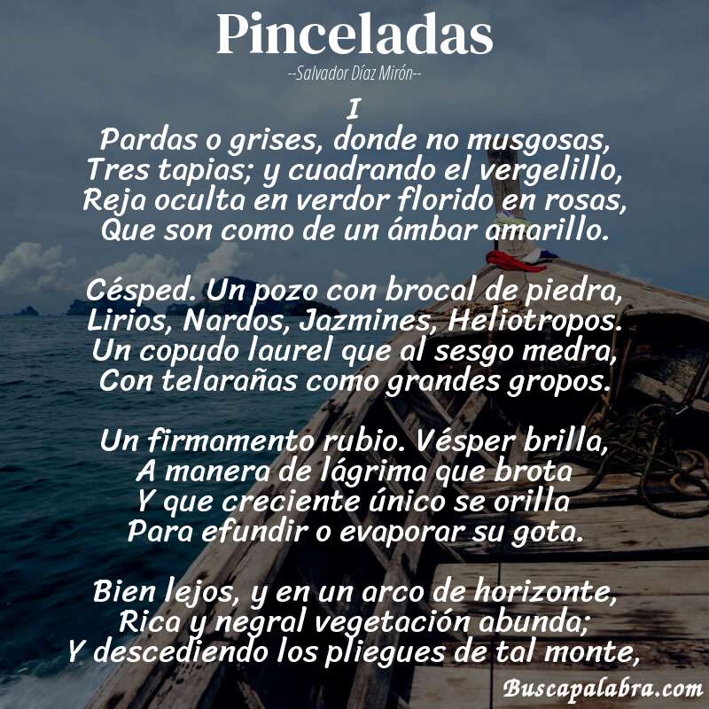 Poema Pinceladas de Salvador Díaz Mirón con fondo de barca