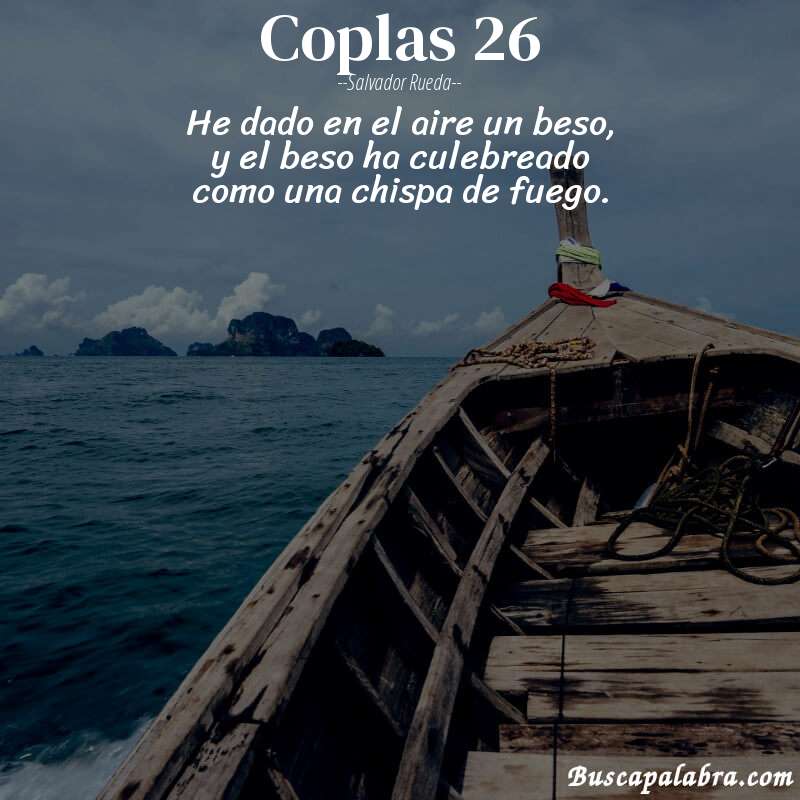 Poema coplas 26 de Salvador Rueda con fondo de barca