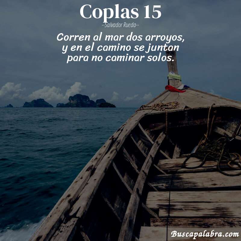 Poema coplas 15 de Salvador Rueda con fondo de barca