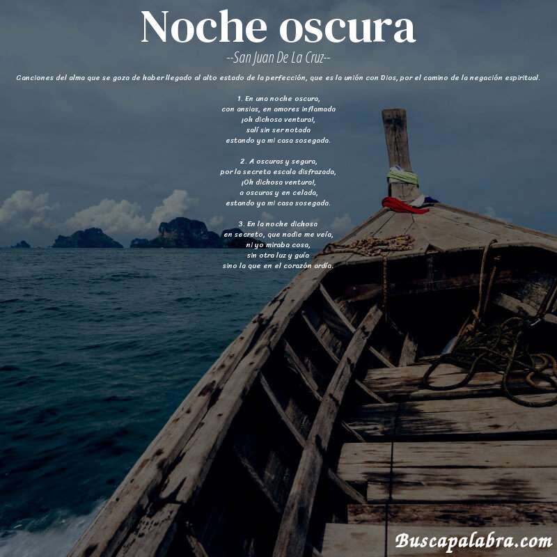 Poema Noche oscura de San Juan de la Cruz con fondo de barca