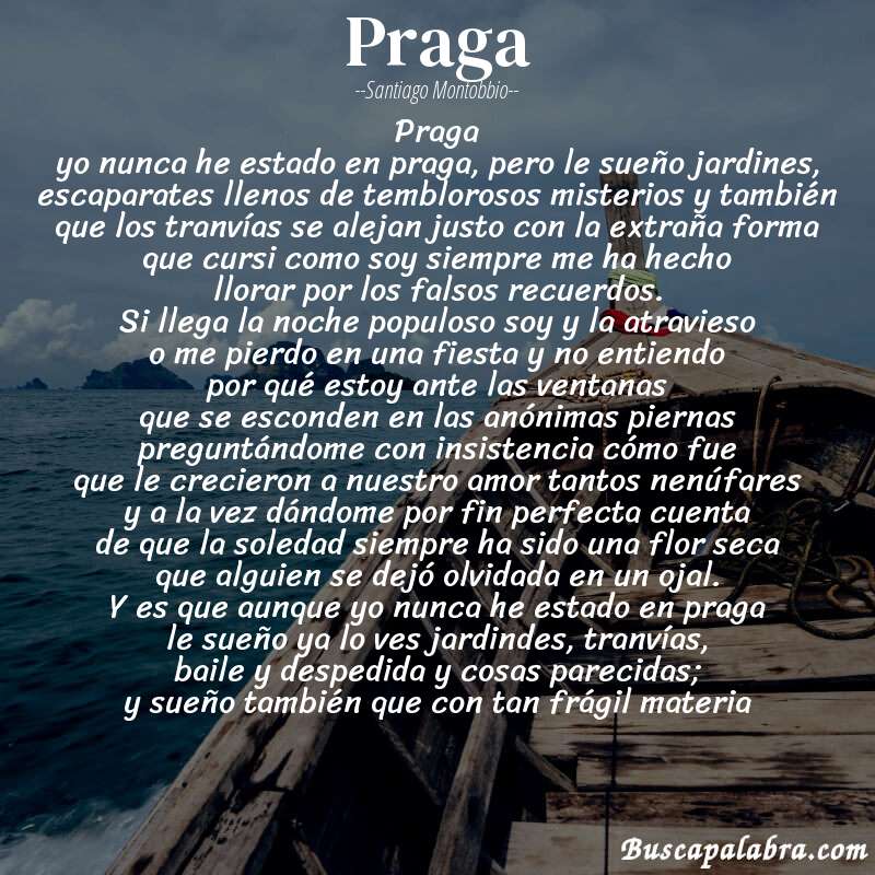 Poema praga de Santiago Montobbio con fondo de barca