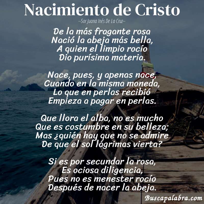 Poema Nacimiento de Cristo de Sor Juana Inés de la Cruz con fondo de barca