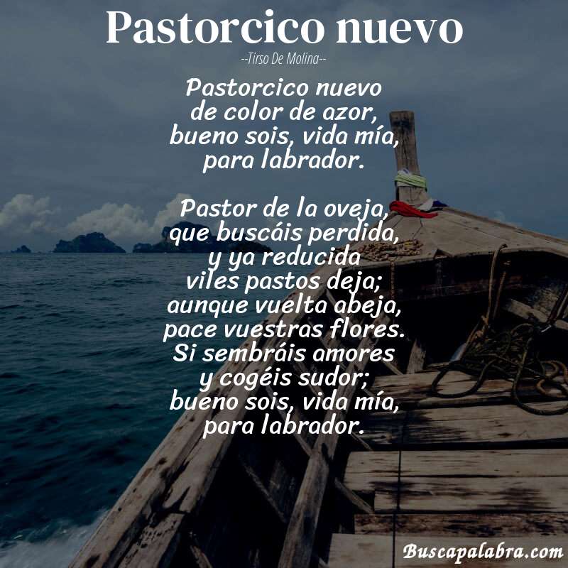 Poema Pastorcico nuevo de Tirso de Molina con fondo de barca
