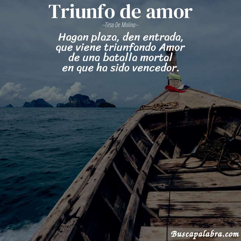 Poema Triunfo de amor de Tirso de Molina con fondo de barca