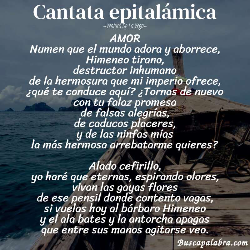 Poema Cantata epitalámica de Ventura de la Vega con fondo de barca