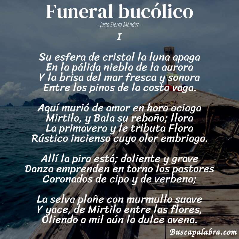Poema Funeral bucólico de Justo Sierra Méndez con fondo de barca
