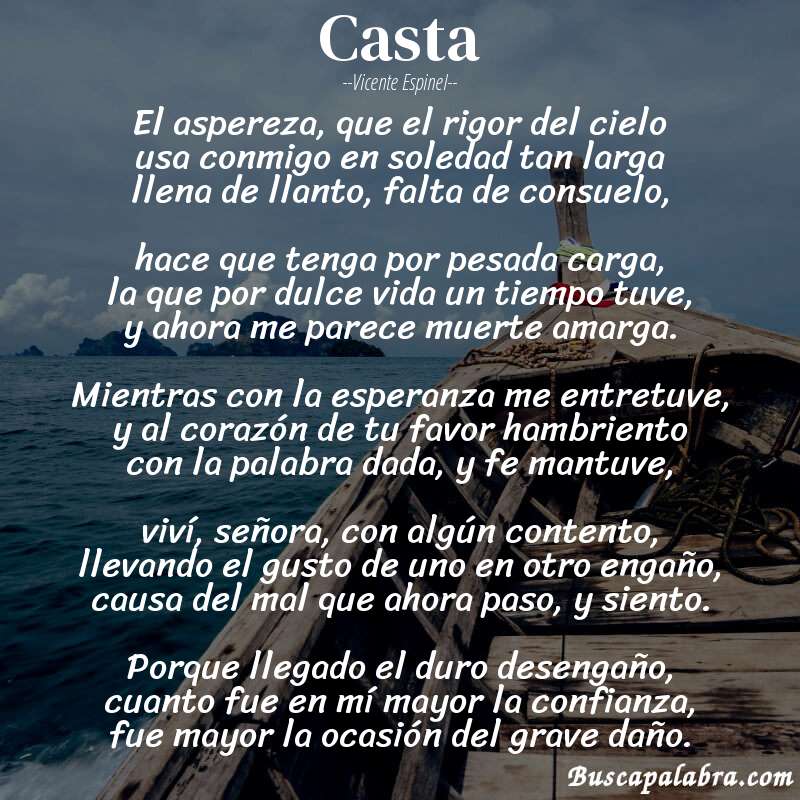 Poema casta de Vicente Espinel con fondo de barca