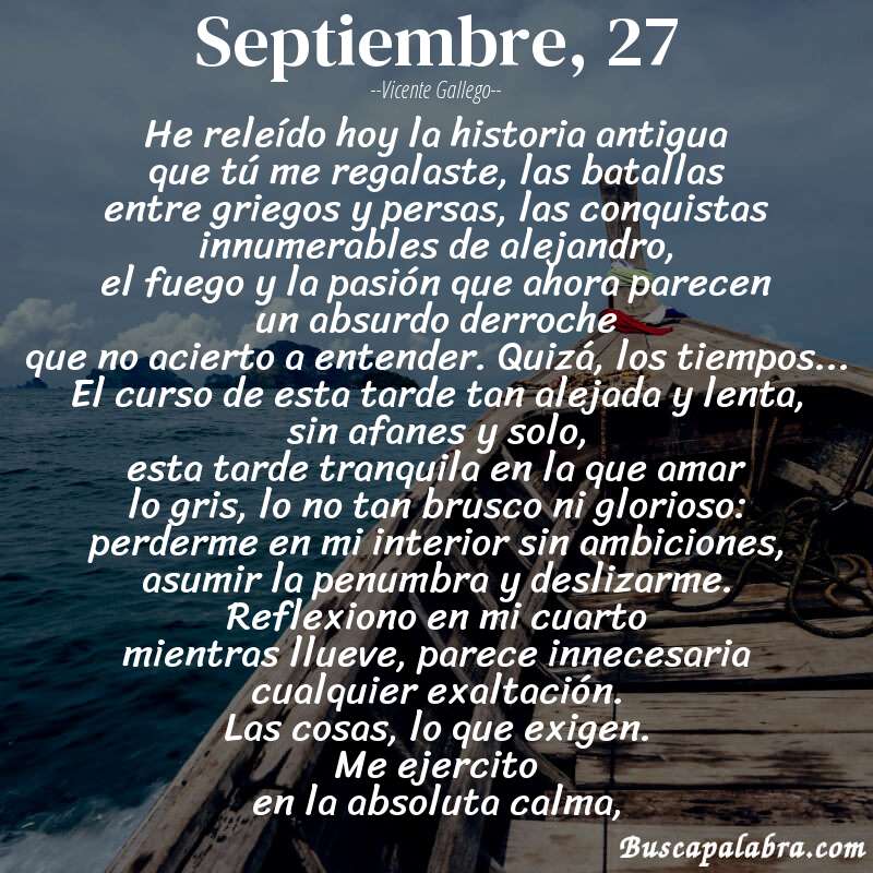 Poema septiembre, 27 de Vicente Gallego con fondo de barca
