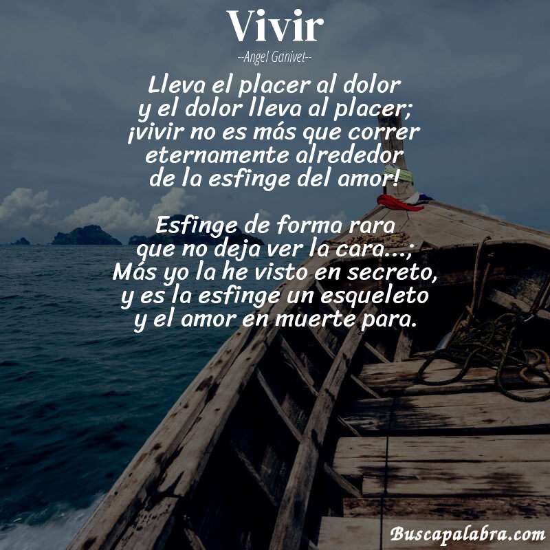 Poema Vivir de Angel Ganivet con fondo de barca