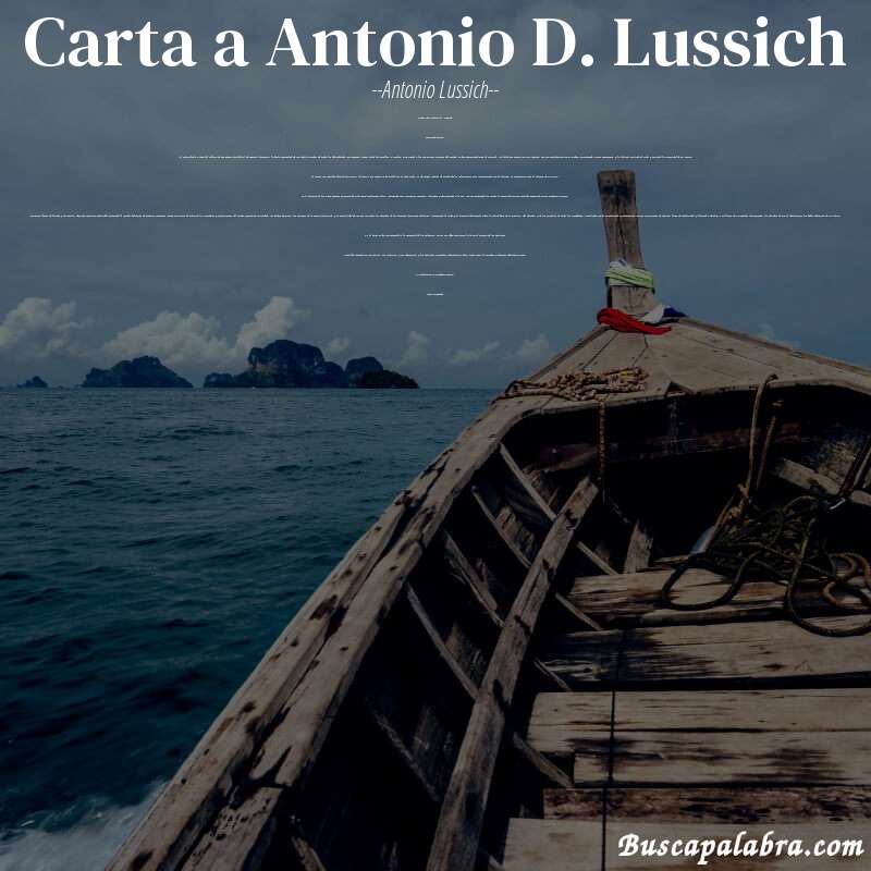 Poema Carta a Antonio D. Lussich de Antonio Lussich con fondo de barca