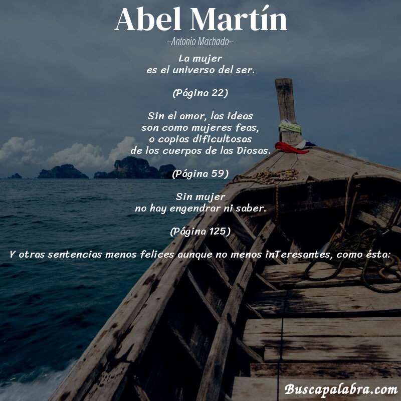 Poema Abel Martín de Antonio Machado con fondo de barca