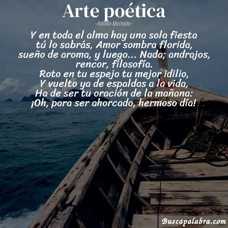 Poema Arte poética de Antonio Machado con fondo de barca
