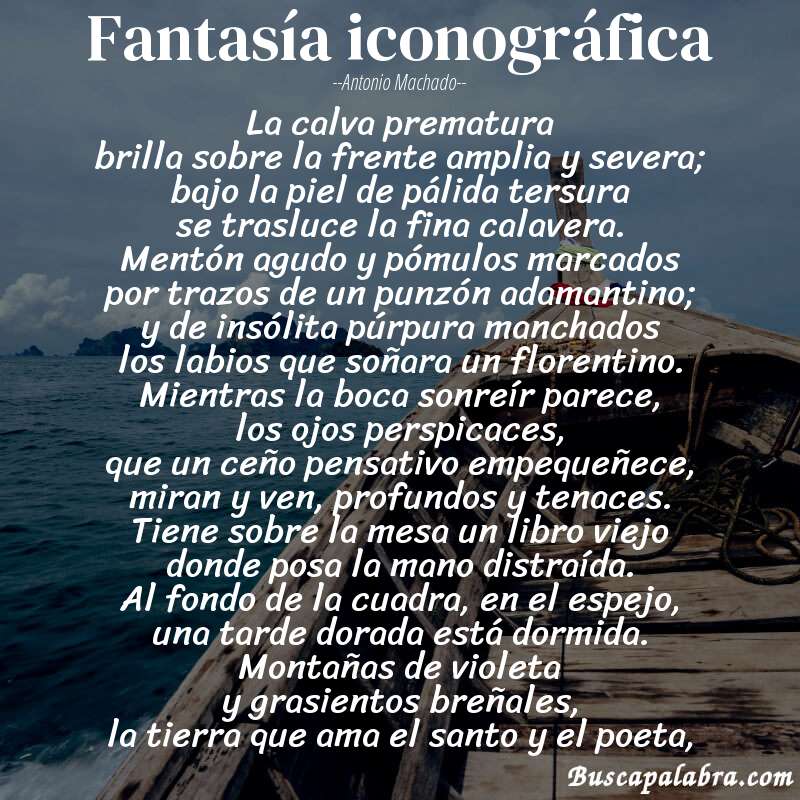 Poema Fantasía iconográfica de Antonio Machado con fondo de barca