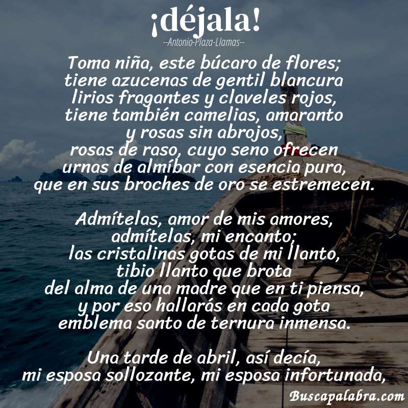 Poema ¡déjala! de Antonio-Plaza-Llamas con fondo de barca