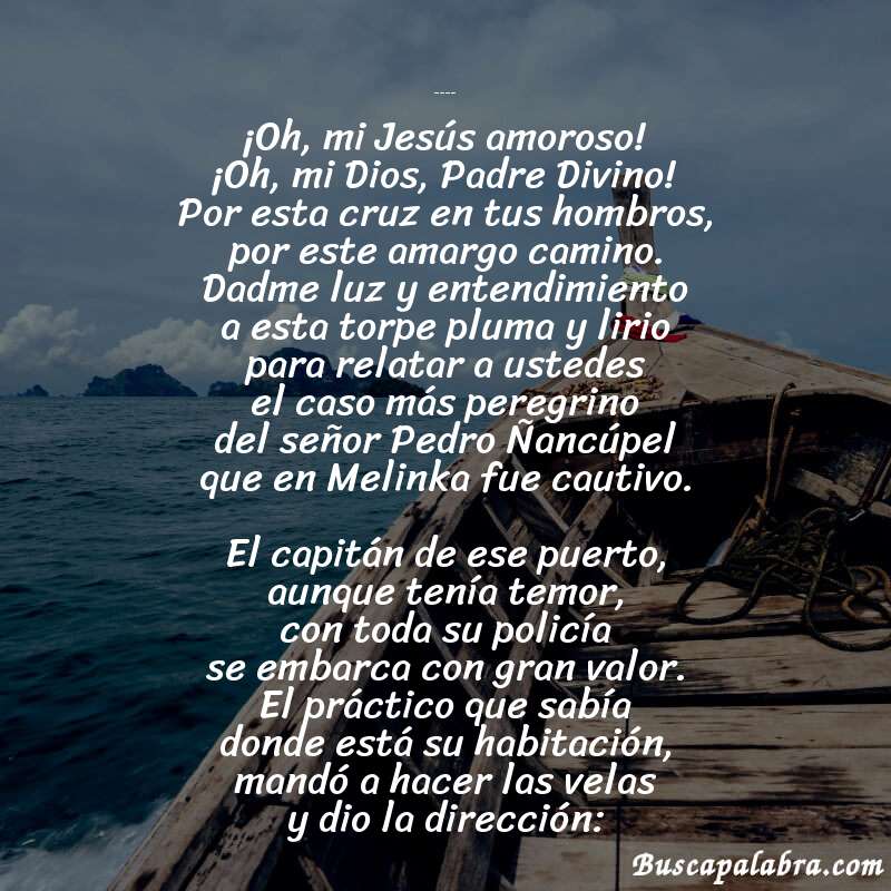 Poema Corrido de Pedro Ñancúpel de Anónimo con fondo de barca