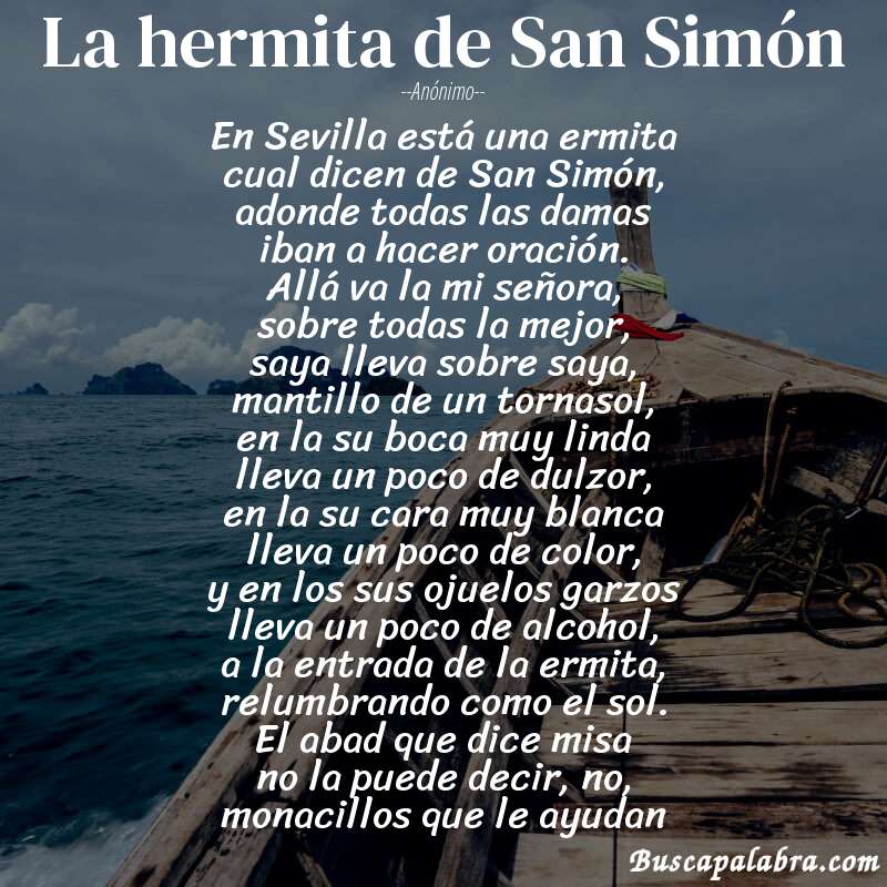 Poema La hermita de San Simón de Anónimo con fondo de barca
