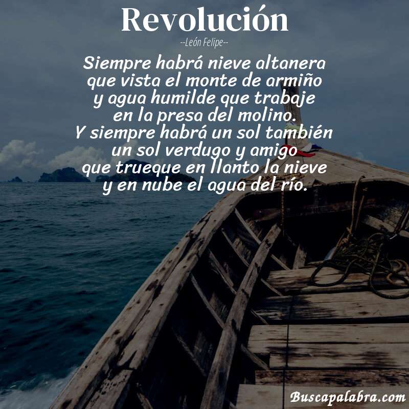 Poema revolución de León Felipe con fondo de barca