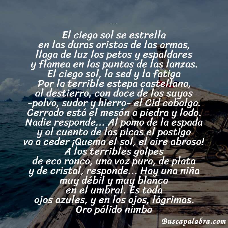 Poema Castilla de Manuel Machado con fondo de barca
