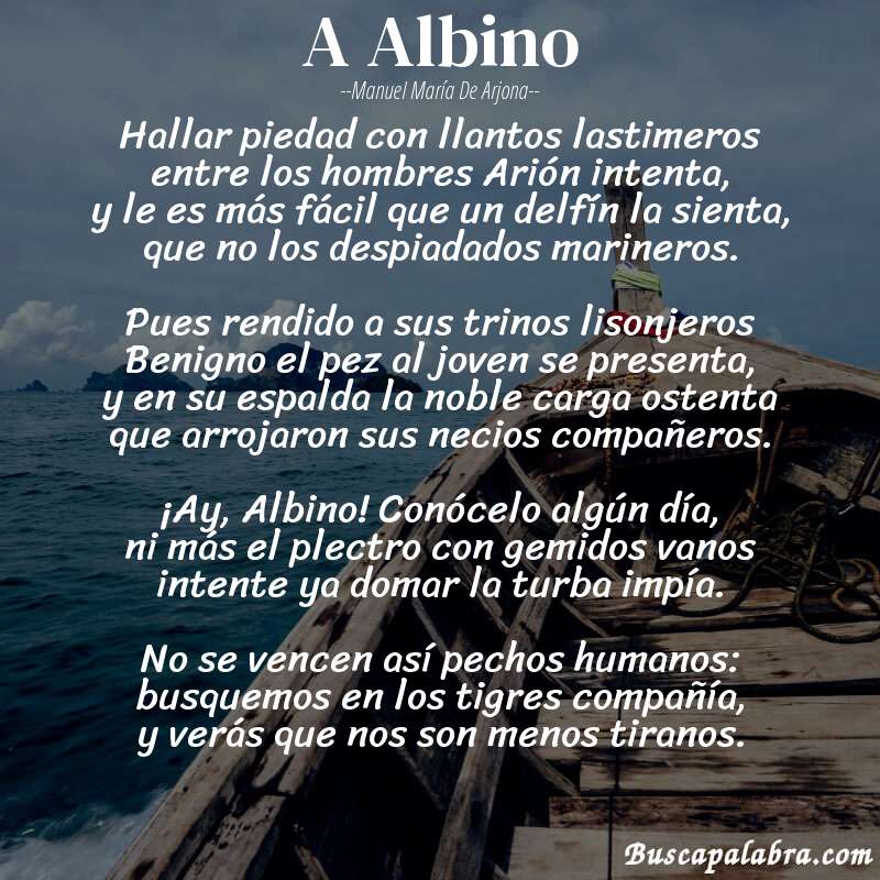 Poema A Albino de Manuel María de Arjona con fondo de barca