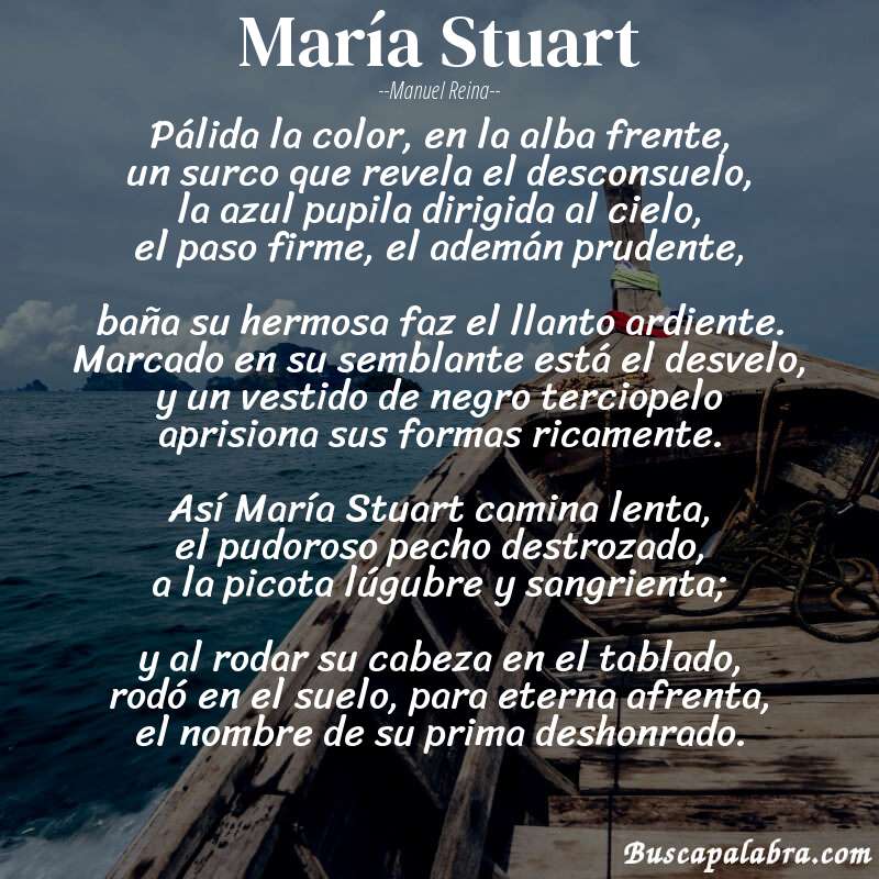 Poema María Stuart de Manuel Reina con fondo de barca