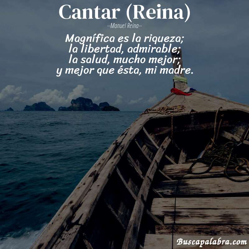 Poema Cantar (Reina) de Manuel Reina con fondo de barca