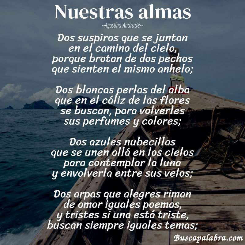 Poema Nuestras almas de Agustina Andrade con fondo de barca
