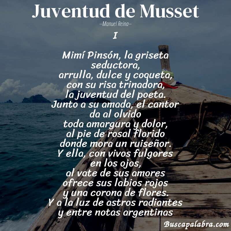 Poema Juventud de Musset de Manuel Reina con fondo de barca