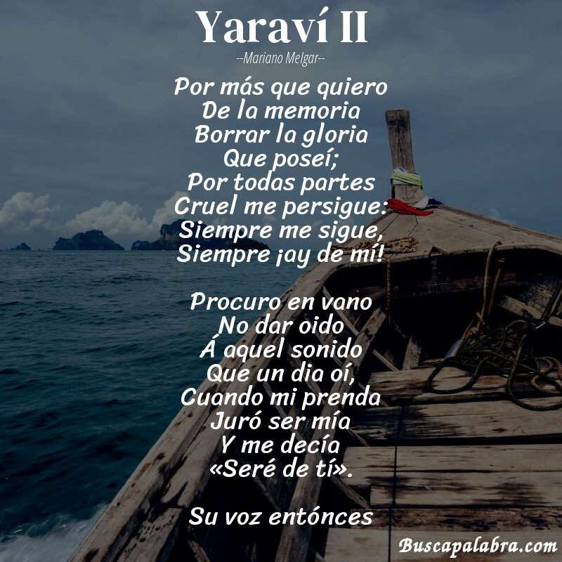 Poema Yaraví II de Mariano Melgar con fondo de barca
