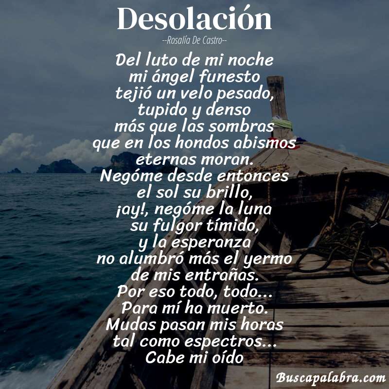 Poema desolación de Rosalía de Castro con fondo de barca