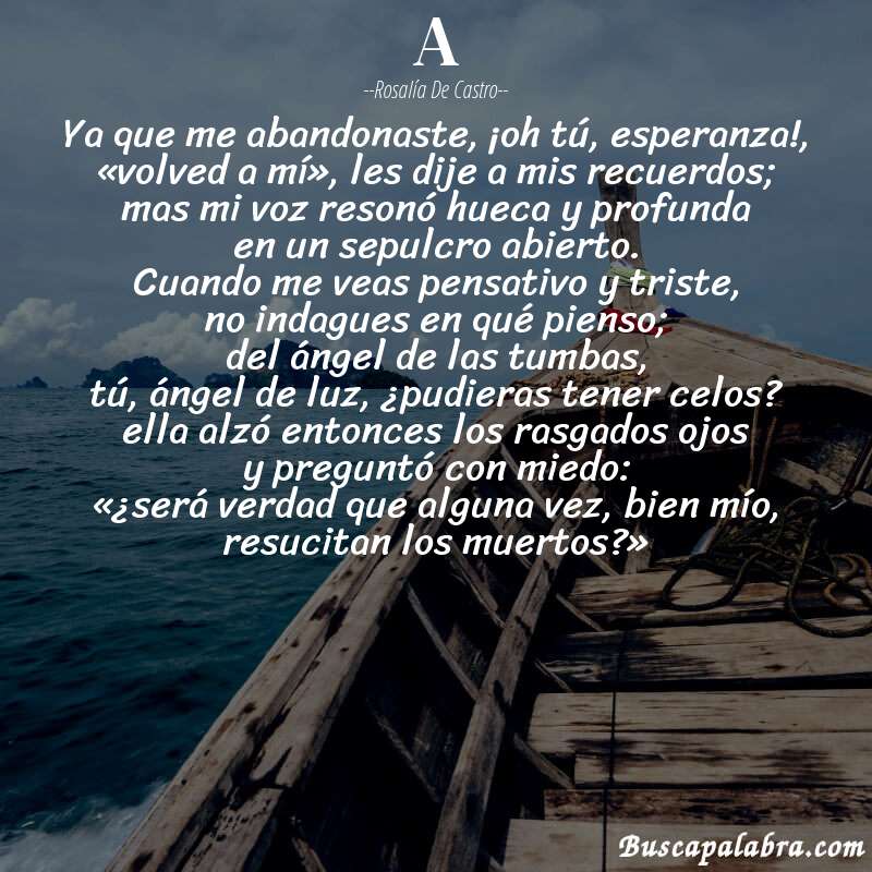 Poema a de Rosalía de Castro con fondo de barca