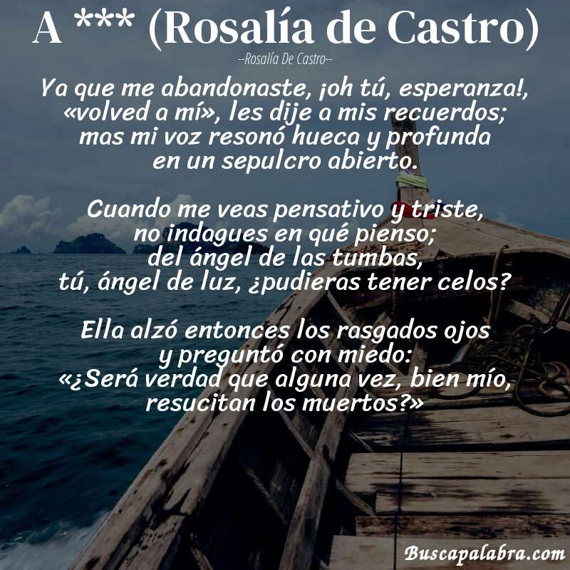 Poema A *** (Rosalía de Castro) de Rosalía de Castro con fondo de barca