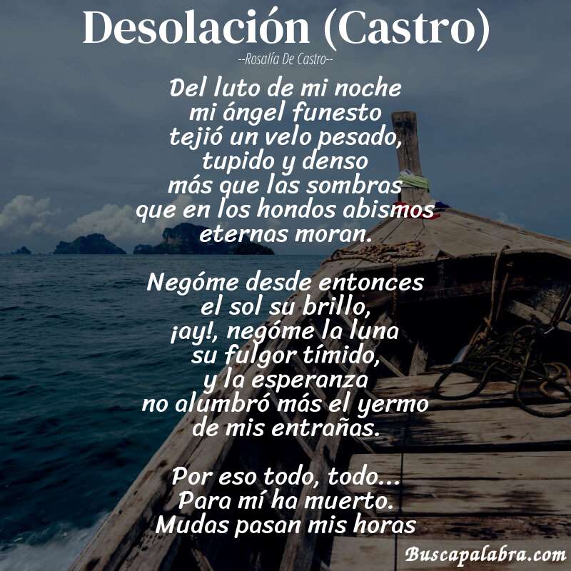 Poema Desolación (Castro) de Rosalía de Castro con fondo de barca