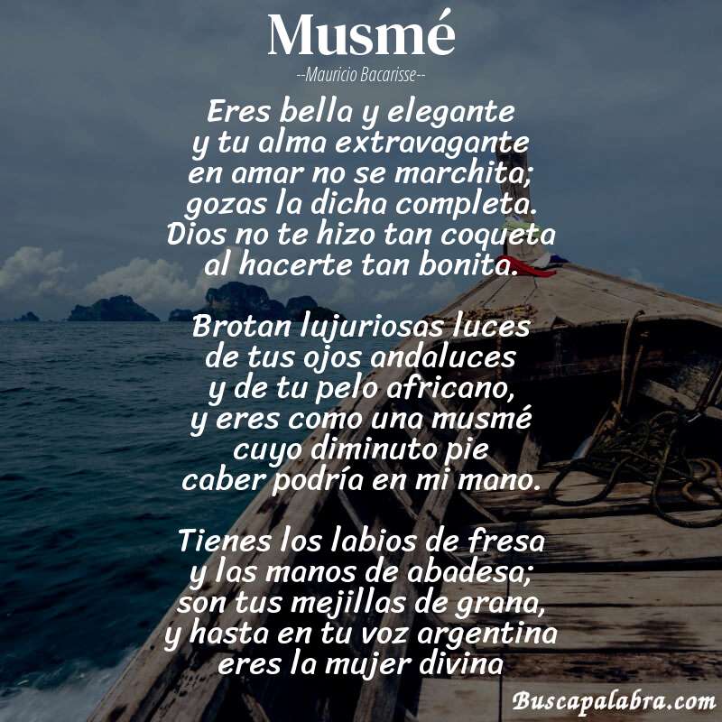 Poema Musmé de Mauricio Bacarisse con fondo de barca