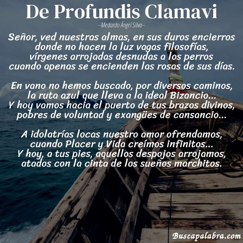 Poema De Profundis Clamavi de Medardo Ángel Silva con fondo de barca