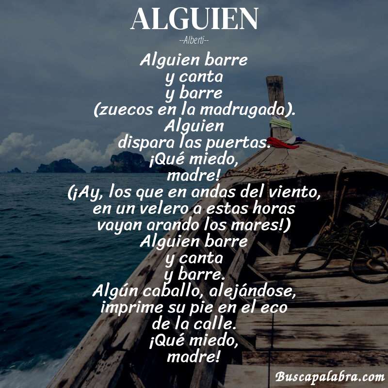 Poema ALGUIEN de Alberti con fondo de barca