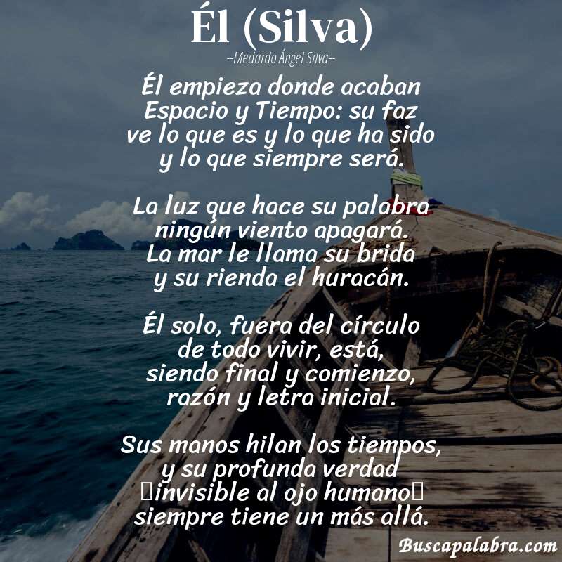 Poema Él (Silva) de Medardo Ángel Silva con fondo de barca