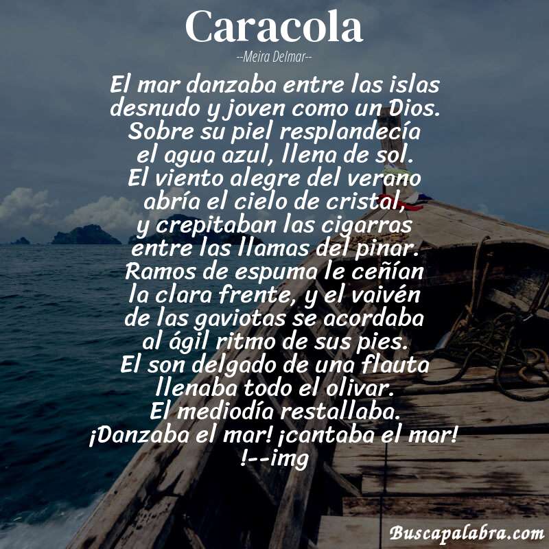 Poema caracola de Meira Delmar con fondo de barca