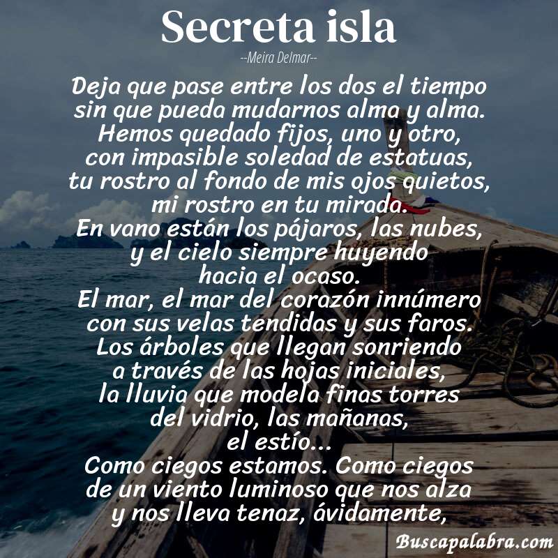 Poema secreta isla de Meira Delmar con fondo de barca