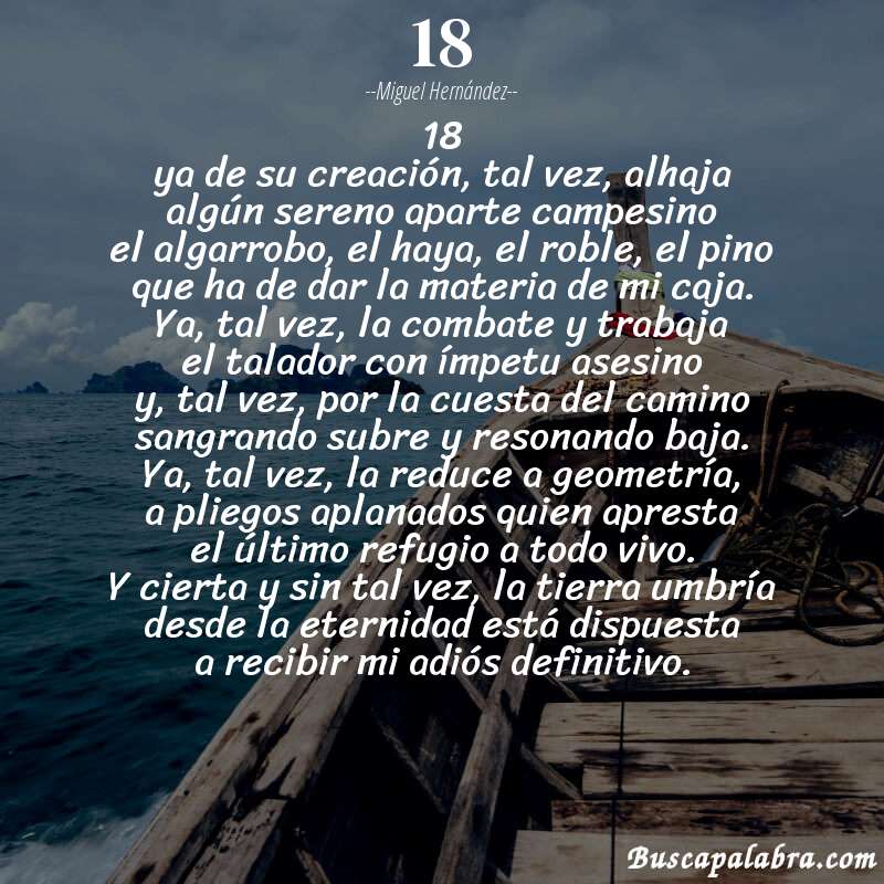 Poema 18 de Miguel Hernández con fondo de barca
