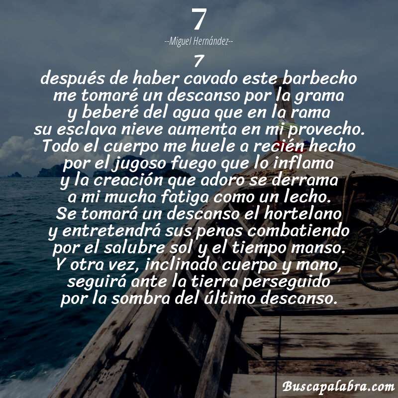 Poema 7 de Miguel Hernández con fondo de barca