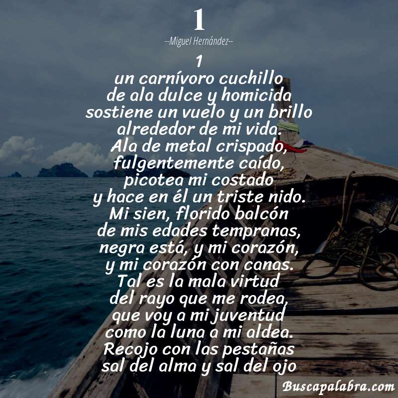 Poema 1 de Miguel Hernández con fondo de barca