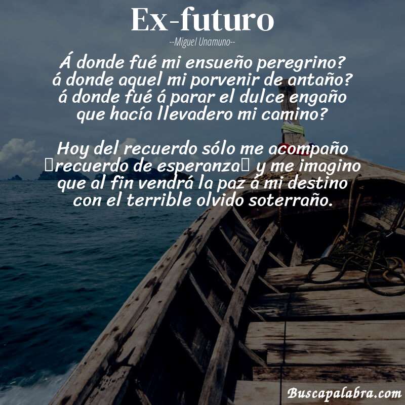 Poema Ex-futuro de Miguel Unamuno con fondo de barca