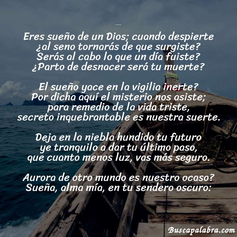 Poema Muerte (Miguel de Unamuno) de Miguel Unamuno con fondo de barca