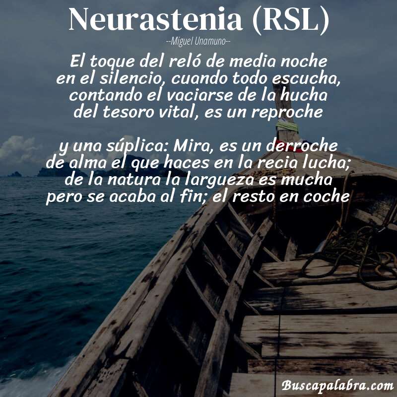 Poema Neurastenia (RSL) de Miguel Unamuno con fondo de barca